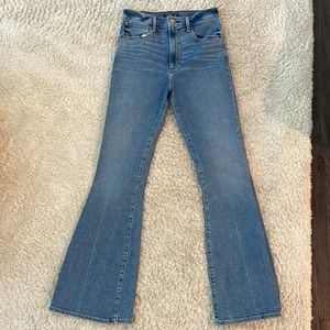 Abercrombie light wash high waisted flare jeans
